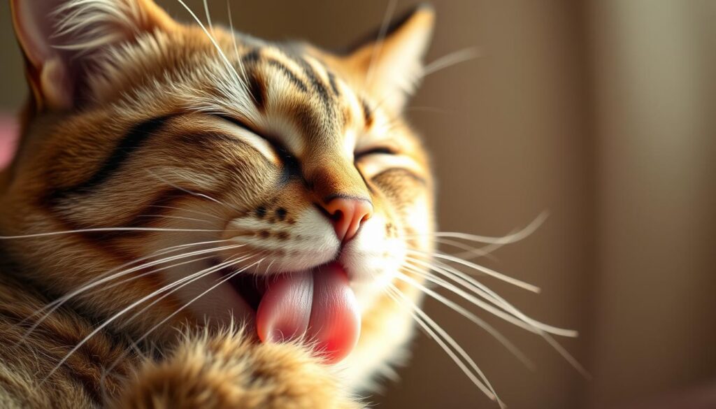 cat grooming and love